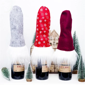 Рождественские украшения для дома, фетровая крышка для красного вина, Рождественское Шанпань, украшение для набора красного вина Navidad 2023