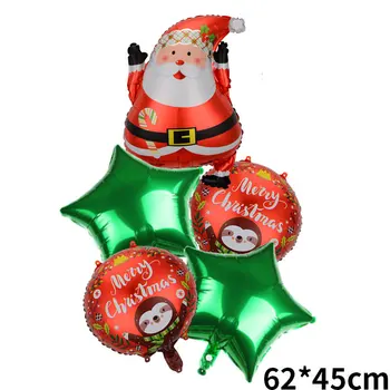 5шт Комбинация Воздушных Шаров из фольги Санта-Клауса Новогоднее Украшение Рождественской вечеринки Детские Игрушки для Рождественских подарков