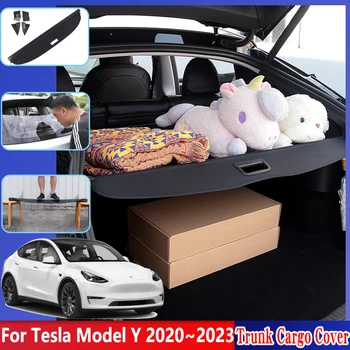 Шторка Багажника Автомобиля Для Tesla Model Y 2023 Аксессуары 2020 2021 2022 Задняя Грузовая Шторка Для Защиты От Царапин Салона Автомобиля