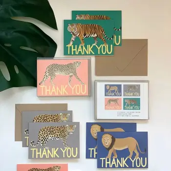 Разнообразные благодарственные открытки Big Cat, украшения для дома, многоцветные Поздравительные открытки, украшения для мероприятий, благодарственные этикетки из крафт-бумаги