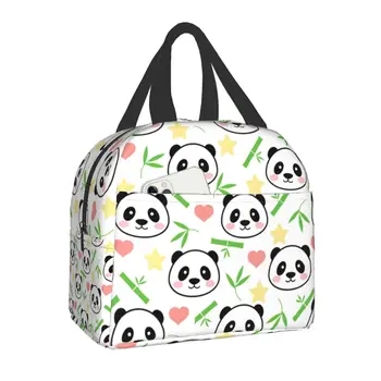 Bolsa de almuerzo personalizada con dibujos animados de oso Panda, fiambrera con aislamiento térmico para mujeres y niños, bolsa