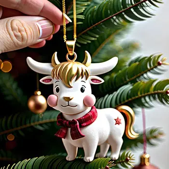 Рождественский кулон, подвеска в виде милой мультяшной коровы, автомобиль, привлекательное праздничное украшение на Рождественскую елку, украшение для дома