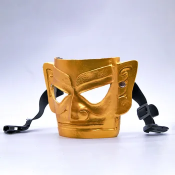 Маска из золотой смолы Sanxingdui, Винтажные портреты Древних Восточных народов, маски для лица, Маска для косплея Древних людей на Хэллоуин