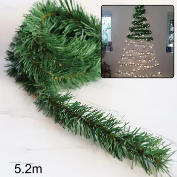 Сосновая игла, ротанговая лоза, Рождественский елочный венок, украшения для деревьев, материалы для лестницы, сада, веселой вечеринки, подвесной кулон 5,2 м