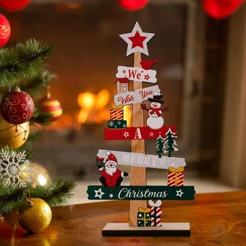 Подарки на новогоднюю вечеринку 2023 года, Настольная Рождественская елка, Санта-Клаус, украшение своими руками, Деревянные рождественские таблички, Рождественское украшение