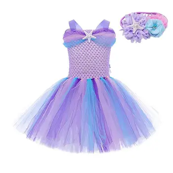 Маскарадный костюм Русалки, Праздничный Карнавальный наряд для танцев, платье-пачка принцессы с повязкой на голову, платья принцессы для