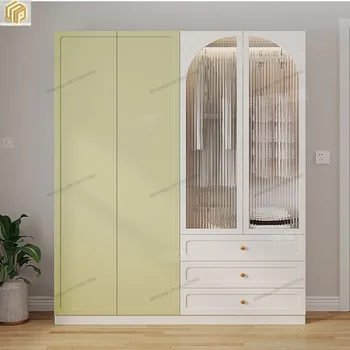 Шкаф-купе с раздвижной дверью из массива дерева, Новый Популярный Шкаф 2023 года, шкаф для одежды в домашней спальне, Небольшой шкаф для одежды