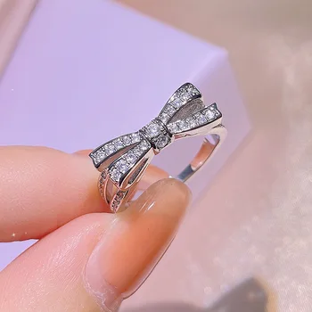 Модное женское кольцо из серебра 925 пробы с круглым покрытием CZ, универсальная повседневная одежда для девочек, подарочные украшения для вечеринок