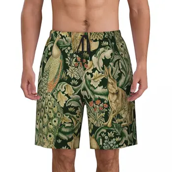 Изготовленные на заказ пляжные шорты Мужские Быстросохнущие пляжные шорты Плавки с текстильным рисунком лесных животных Купальные костюмы