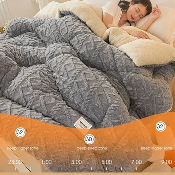 Мягкое сверхтолстое зимнее теплое одеяло из искусственного кашемира ягненка, утяжеленные одеяла для кроватей, уютное толстое теплое стеганое одеяло