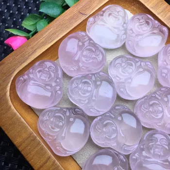 креативная резьба Будды из натурального розового кварца 22 мм с отверстием для изготовления подвески