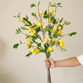 Настоящие желтые лимонные фрукты с белыми цветами Искусственные цветы домашний декор искусственные листья flores