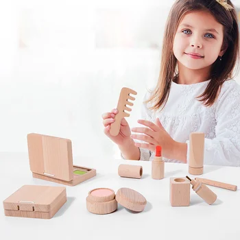 Игрушки для макияжа, деревянный детский набор для салона красоты, игрушка для макияжа для девочек
