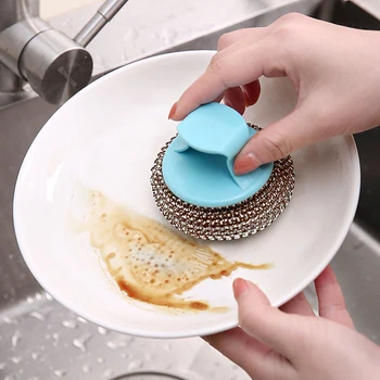 Прочная щетка для чистки посуды из нержавеющей стали Губка для мытья посуды Кухонная кастрюля Сковорода Инструменты для мытья окон Кухонная щетка для чистки