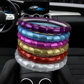 Чехол для рулевого колеса автомобиля из лакированной кожи флуоресцентного цвета, защитный чехол Универсальный на 38 см