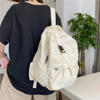 Рюкзак для отдыха, женский художественный плиссированный стиль, индивидуальная студенческая холщовая сумка, рюкзак для путешествий