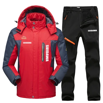 Мужские костюмы для рыбалки, утепленная Теплая Ветрозащитная Непромокаемая куртка + брюки, Зимняя Непромокаемая Дышащая одежда, Комплекты для походов на лыжах на открытом воздухе