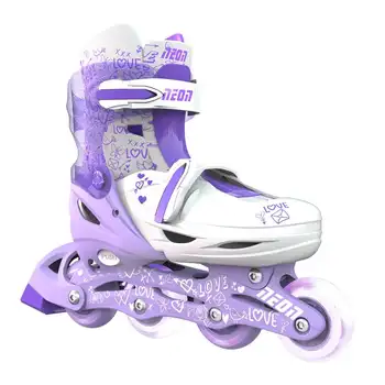 Коньки со светодиодными роликовыми лезвиями для девочек, размер 3-6 регулируется, фиолетовые Аксессуары для роликовых коньков Инструмент для катания на коньках Колеса для лонгборда Фингерборд