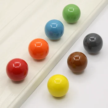 Цветные керамические ручки для выдвижных ящиков с одним отверстием, простые ручки для шкафов круглой шаровидной формы, Обувные шкафы, ручки для телевизоров