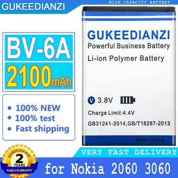 Аккумулятор GUKEEDIANZI емкостью 2100 мАч BV-6A для Nokia Banana 2060 3060 5250 C5-03 8110 4G Big Power Bateria