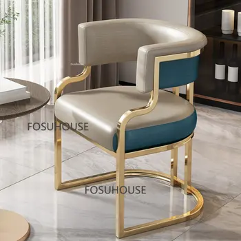 Обеденные столы из искусственной кожи в скандинавском стиле для кухонной мебели Обеденные стулья со спинкой и подлокотниками Высококлассные ресторанные обеденные стулья