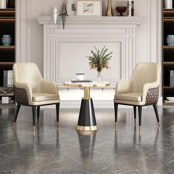 Кожаные обеденные стулья, легкая роскошная гостиная, современные многофункциональные стулья для отдыха, офисное искусство, скандинавский стул, кухонная мебель