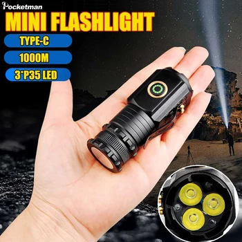 Портативный светодиодный фонарик, перезаряжаемый через USB, Мини EDC, тактический фонарь для самообороны на открытом воздухе, фонарь для кемпинга, Магнитный дальнобойный фонарь