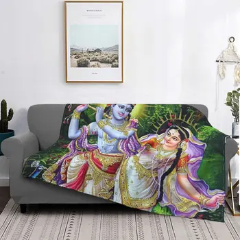 Флисовое одеяло Индийского бога Кришны Радхи, Божественная Богиня любви, одеяла для спальни с диваном, легкое стеганое одеяло