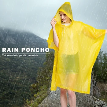 Уличная дождевик многоразового использования, дождевик с капюшоном на завязках, походное пончо от дождя, утепленное пальто, водонепроницаемое для взрослых, для женщин и мужчин