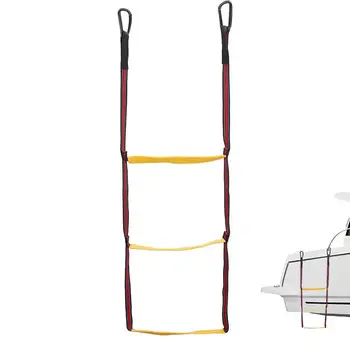 Посадка по 3-ступенчатой веревочной лестнице на лодку Переносная удлинительная веревочная лестница для парусной лодки Каяка моторной лодки Каноэ скоростного катера шлюпки Яхты