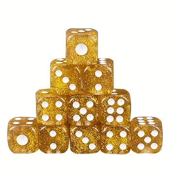 10 шт./ 1 комплект 16 мм хрустальных золотых кубиков - идеально подходит для вечеринок, домашних игр и РПГ!