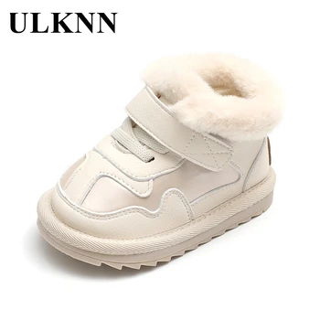 Детская обувь с Хлопчатобумажной подкладкой Для детей 0-2-3 лет, Зимние Детские Зимние ботинки, Толстые Белые туфли Для маленьких девочек С круглым носком