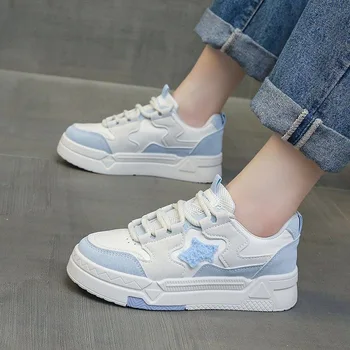 Сине-белая спортивная обувь, повседневные кроссовки на платформе, женская обувь Kawaii Lolita, Винтажная Вулканизированная Корейская модная дизайнерская обувь на плоской подошве.