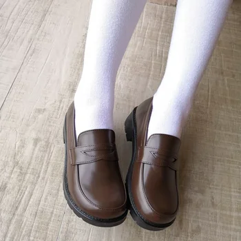 Женская обувь в стиле Лолиты для девочек, Униформа Японских школьников, Обувь Uwabaki JK, Косплей С круглым Носком, Обувь в стиле Лолиты на Среднем Каблуке