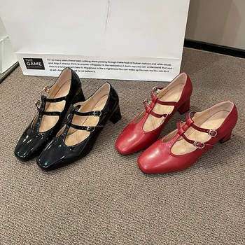 2023 Новые женские туфли на высоком каблуке, пряжка для обуви Mary Jane, Женские туфли на высоком каблуке с круглым носком, Удобные тонкие туфли на высоком каблуке, Женские туфли на высоком каблуке.