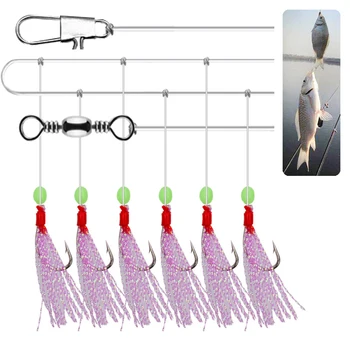 Рыболовные крючки Поднимите свой опыт рыбалки на новый уровень с помощью 6шт веревочных крючков Sabiki Rigs со светящимся дизайном