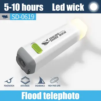 Светодиодный фонарик, перезаряжаемый через USB, 1200mAh, аварийный фонарь, водонепроницаемый 300LM для ночной рыбалки, Энергосберегающие принадлежности для садовых походов.